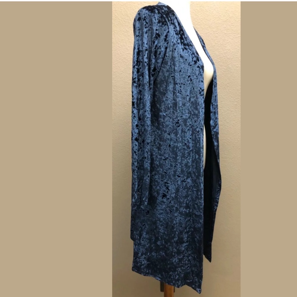 Grace And Emma Womens Velvet Long Open Cardigan - Picture 4 of 8